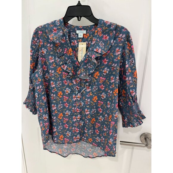 NWT Sundance Jeanie Ruffle Tunic Top Button Down Floral Print Ruffle SMALL - Picture 3 of 8